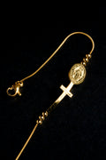 Pulsera Snake con Cruz y Virgen María Dorada
