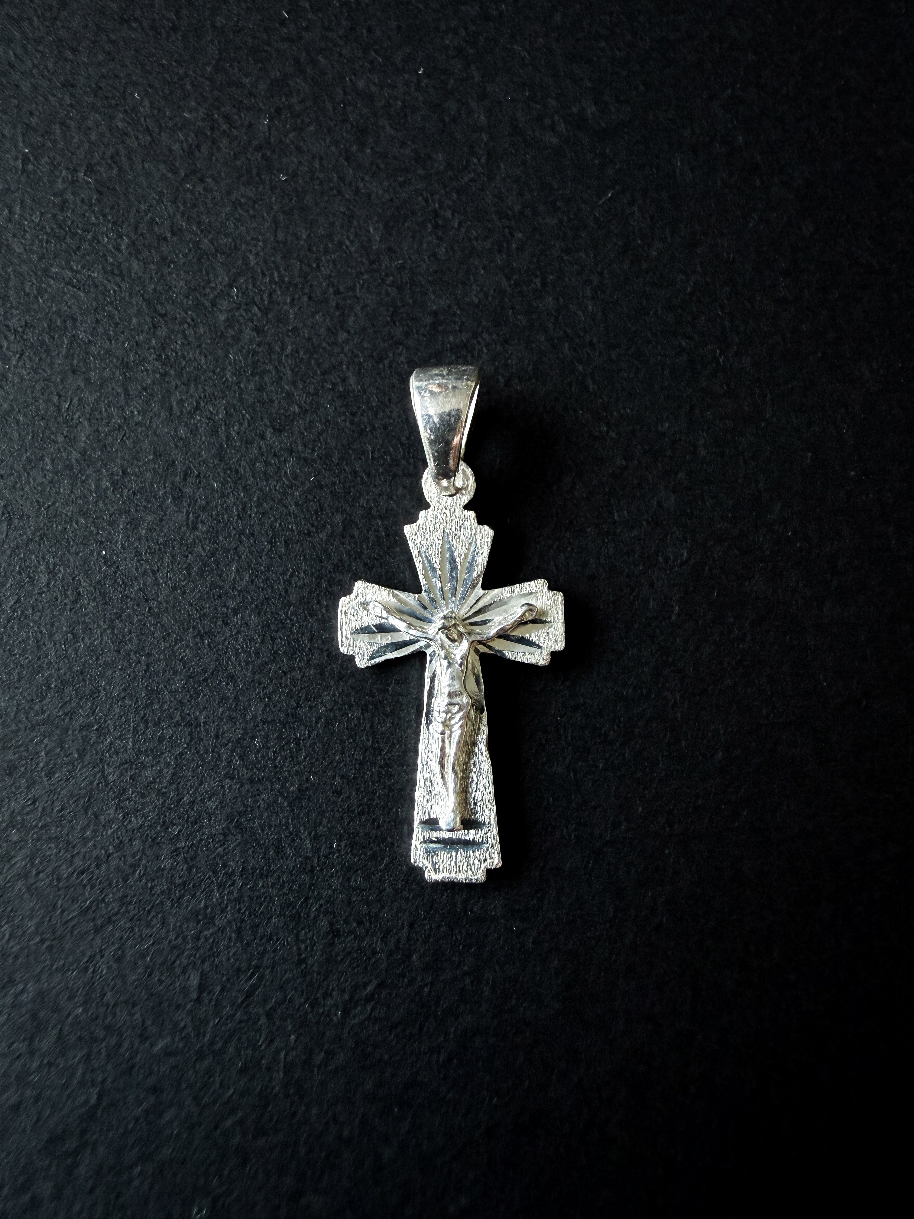 Plata 925 Dije de Cruz Texturizado