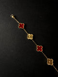 Pulsera VCA Dorada con Tréboles Dorados y Tréboles Conchevinos/Rojos