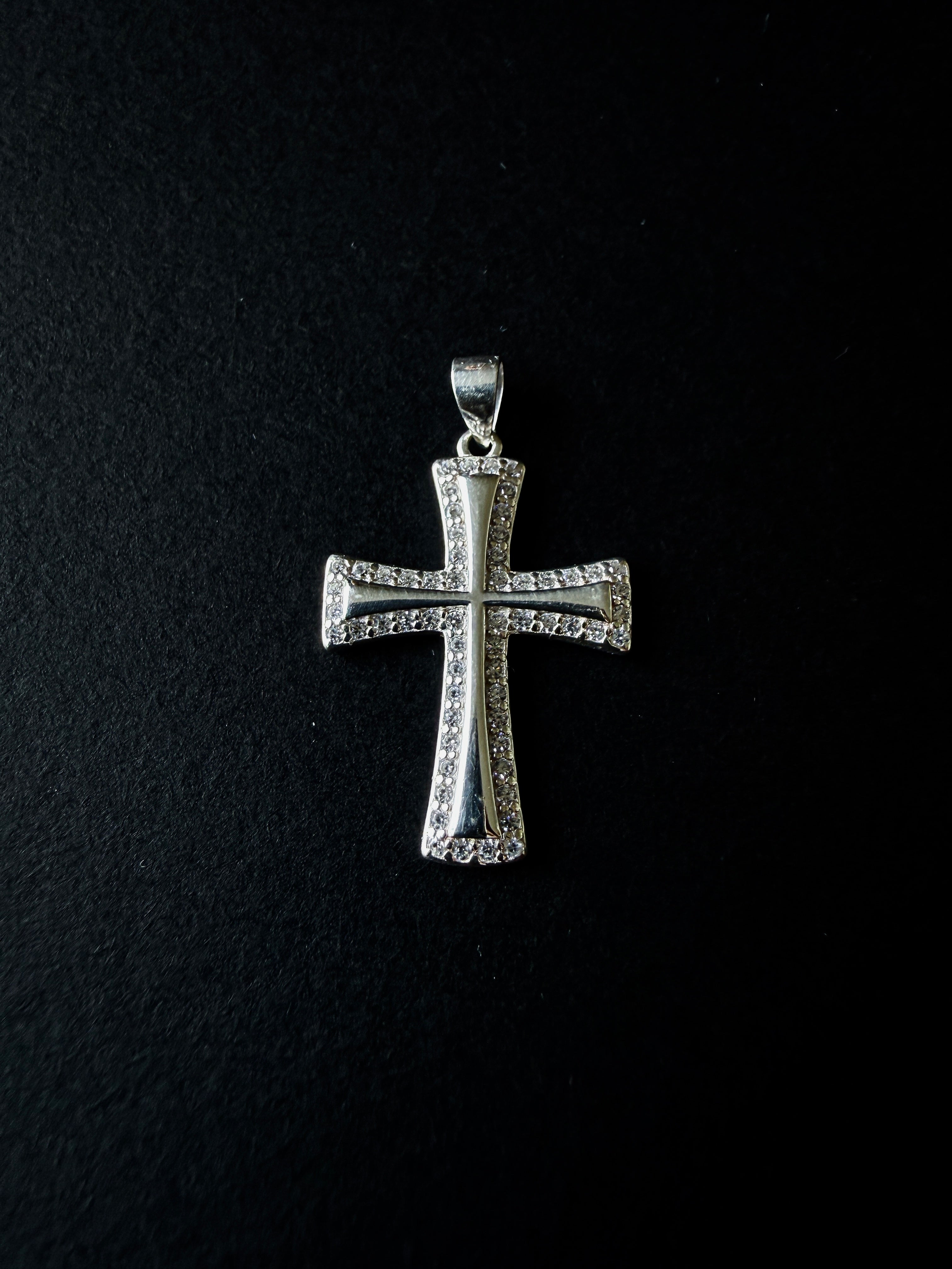 Plata 925 Dije de Cruz con Zirconias