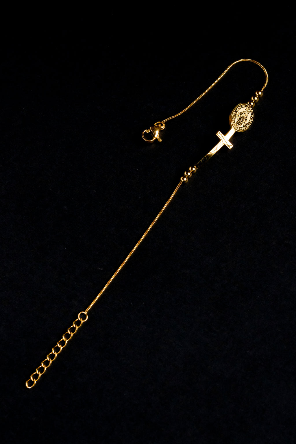 Pulsera Snake con Cruz y Virgen María Dorada
