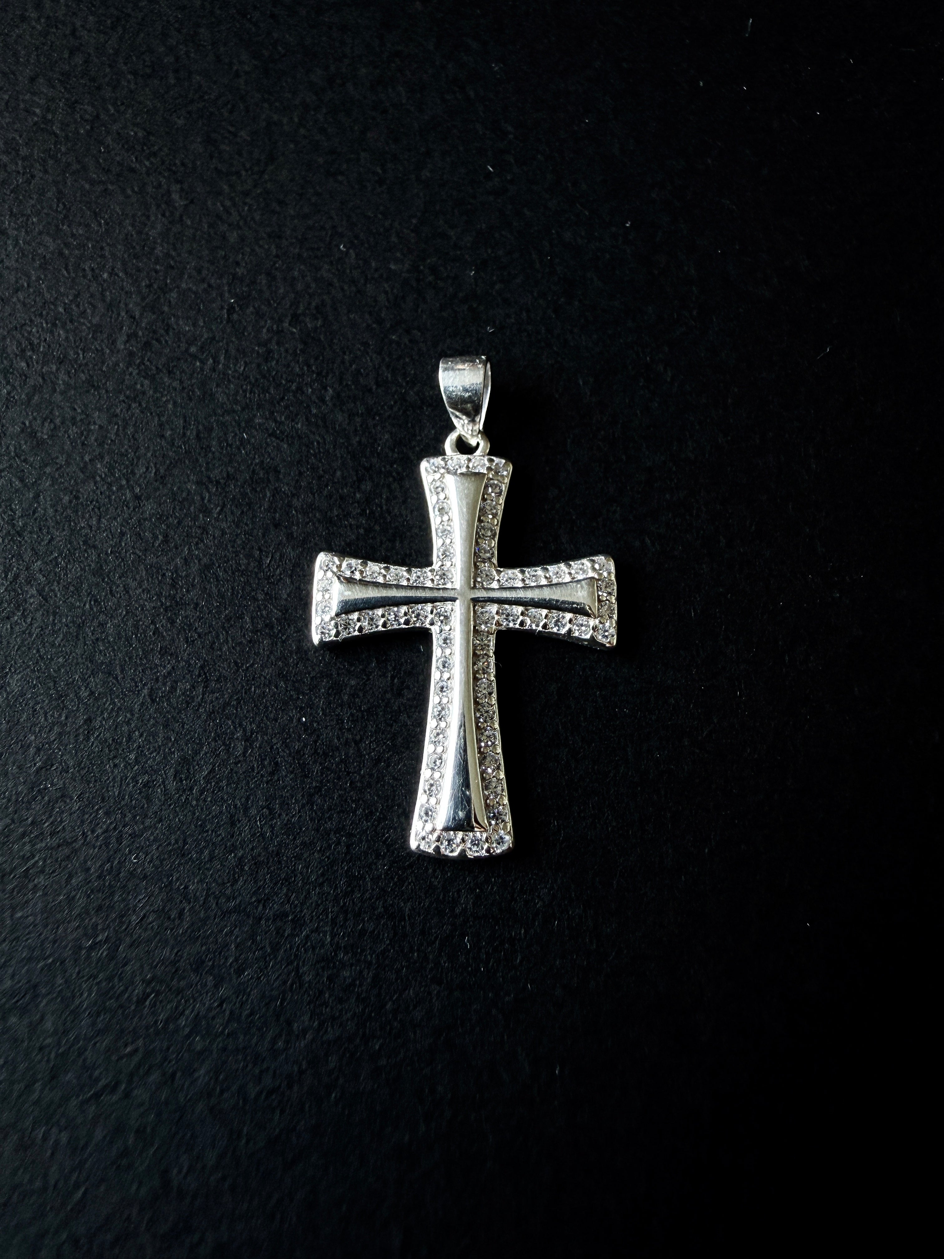 Plata 925 Dije de Cruz con Zirconias